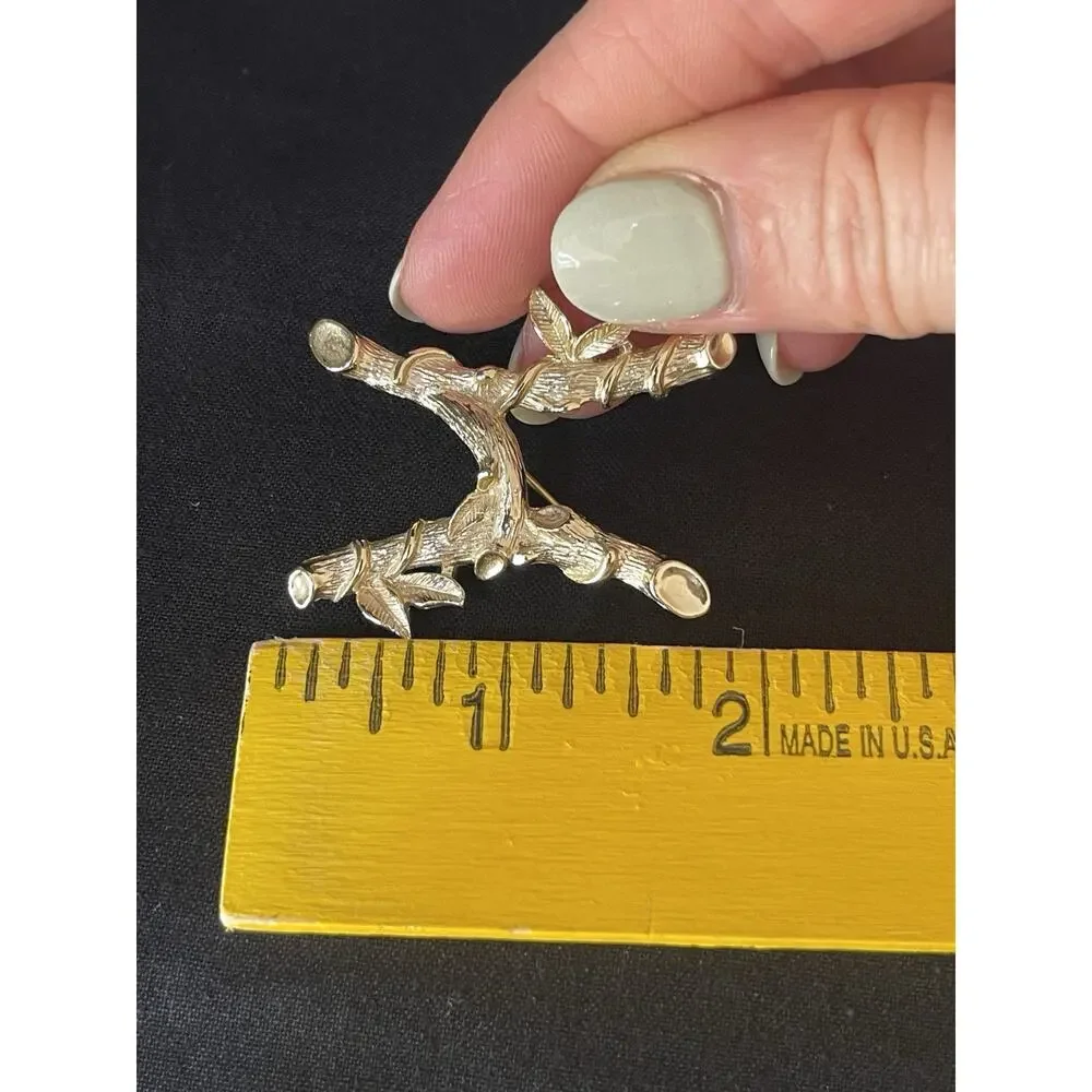 Vintage Sarah Coventry Letter H Initial Monogram GoldTone Bamboo Pin Brooch